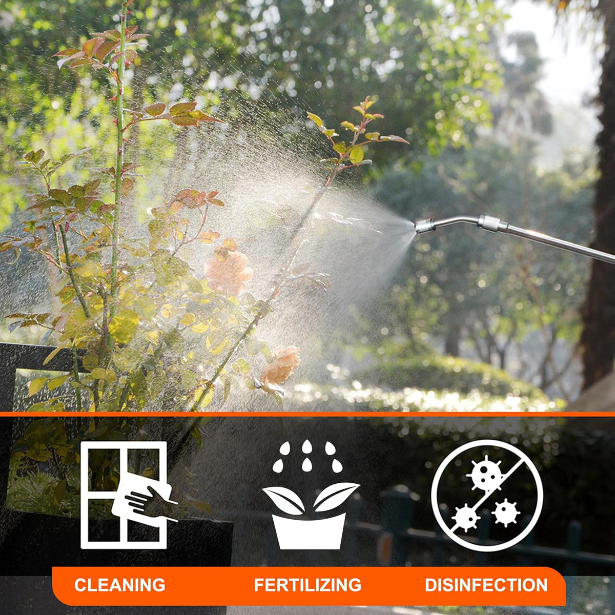 ESX-8 Electric Sprayer, Garden Sprayer 2 Gallon,Weed Sprayer in Lawn & Garden,Rechargeable Battery Powered Sprayer with Telescopic Wand,Plant Mister,Indoor Watering Can for Plants (Translucent)
