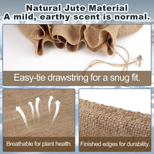 Burlap Plant Covers Freeze Protection for Patio Winterizing - 40"×47" Large Winter Frost Protector with Drawstring, Reusable Tree Freeze Blanket for Garden Bushes