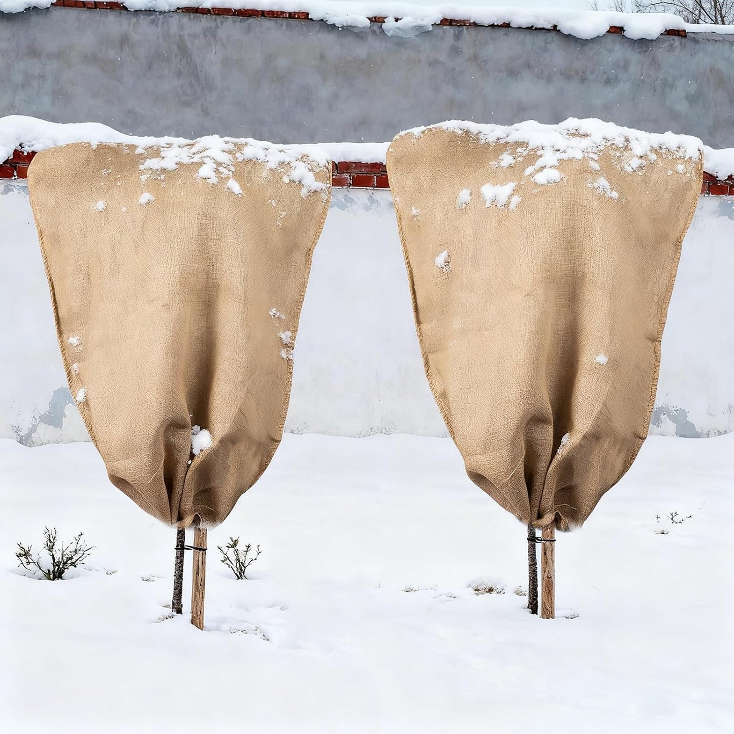 Burlap Plant Covers Freeze Protection for Patio Winterizing - 40"×47" Large Winter Frost Protector with Drawstring, Reusable Tree Freeze Blanket for Garden Bushes