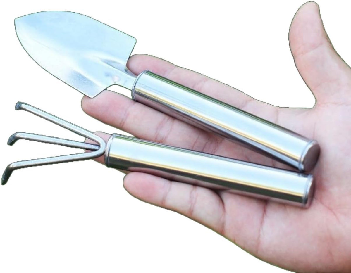 Garden Tools Set, 2Pack Heavy Duty Gardening Tools Set Include Garden Shovel, Transplant Trowel and Hand Rake with Ergonomic Handle, Lawn for for Indoor Gardening Flower Pot Cactus Care
