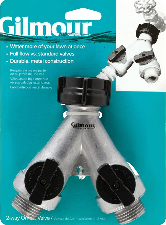 Heavy Duty 2 Way Garden Hose Splitter, Dual Water Hose Splitter with Shut Off Valve, Metal Water Manifold