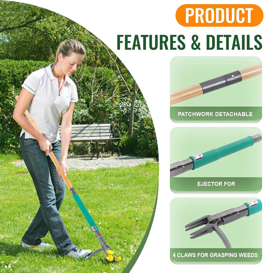 Manual Weed Puller Tool,Handheld Weeder with Ergonomic Handle & Weed Eject Feature,Stand Up Garden Weed Remover for Efficient Weed Removal in Lawn, Yard, Flower Bed & Outdoor Vegetable Garden Weeding