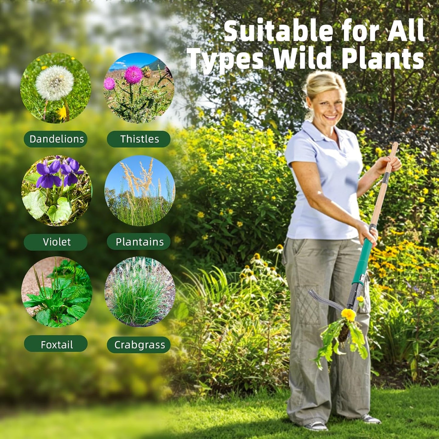 Manual Weed Puller Tool,Handheld Weeder with Ergonomic Handle & Weed Eject Feature,Stand Up Garden Weed Remover for Efficient Weed Removal in Lawn, Yard, Flower Bed & Outdoor Vegetable Garden Weeding