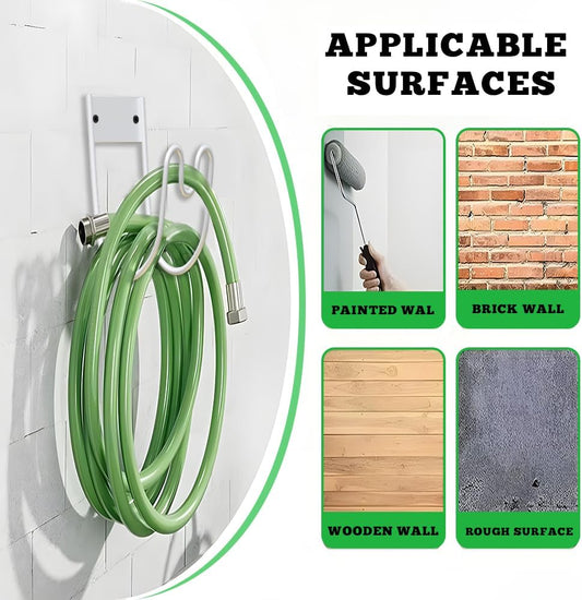 Metal Garden Hose Holder - Wall Mounted Garden Hose Hook, Hose Hanger Heavy Duty for Water Hose Extension Cords Vacuum Hose,Rust Proof (White)