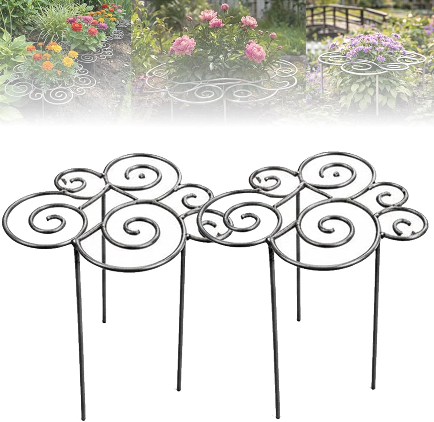 Metal Plant Support Ring for Garden,2026 New Peony Cages Stand,Decorative Grow Through Rings, Stackable Houseplant Stake, Dahlia Cage,Outdoor Orchid Clip Flower Support Frame