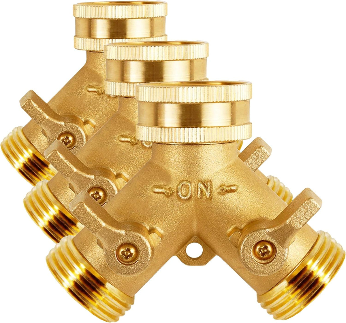 Triumpeek Brass Garden Hose Splitter, 3/4 Inch 2-Way Y Brass Hose Connector with O-ring Washers & Tape