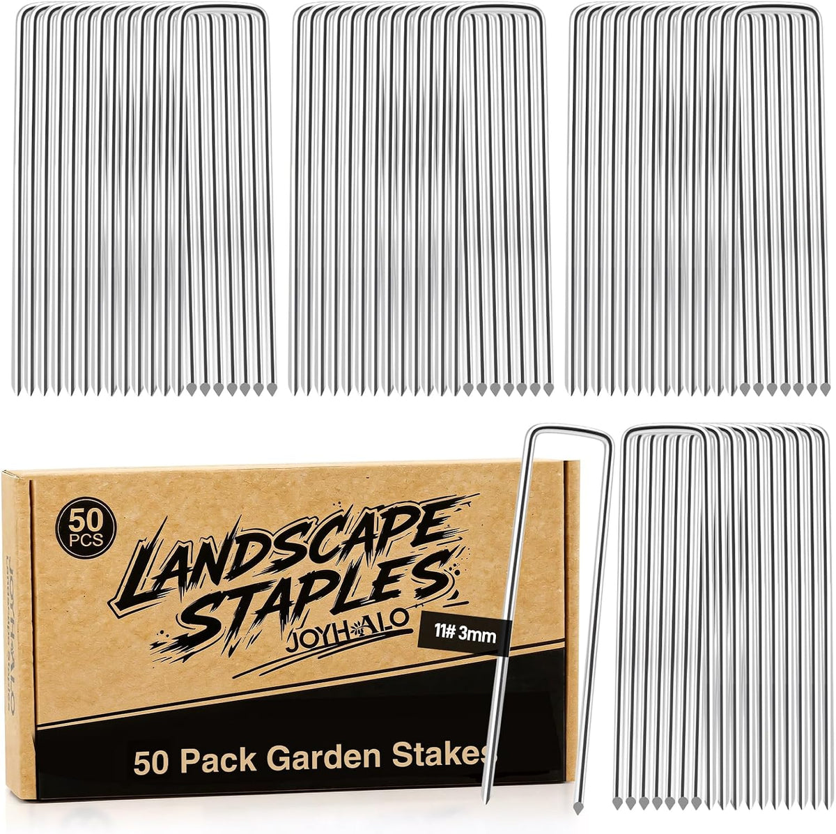 120 Pack 6 Inch 11 Gauge Galvanized Landscape Staples