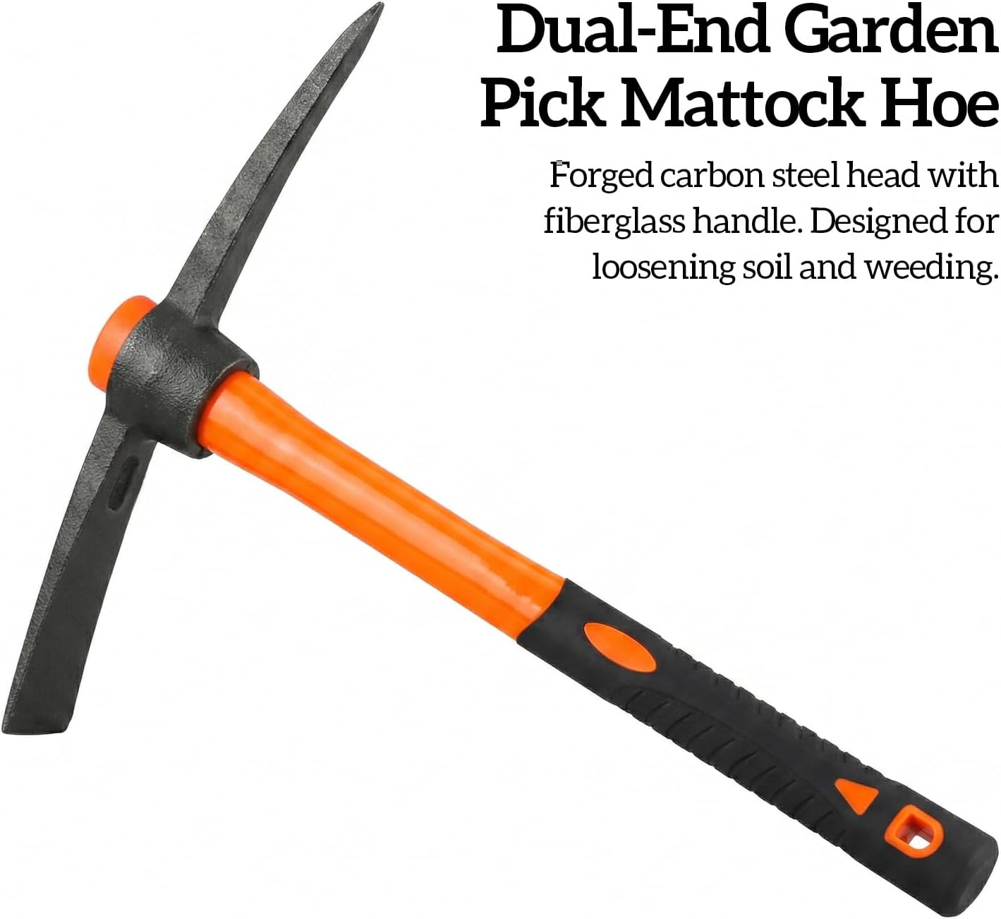 3 PCS 15 Inch Pick Mattock Hoe, 1.5Lbs Forged Adze Pick with Fiberglass Handle, Weeding Mattock Hoe Garden Pickaxe for Loosening, and Cultivating Vegetable Gardens or Flower Beds