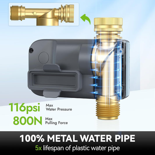 Sprinkler Timer, 100% Metal Pipe Water Timer for Garden Hose, Programmable Hose Controller for Watering, Sprinkler Controller with Manual Watering/Rain Delay for Outdoor Lawn & Garden (1PCS)