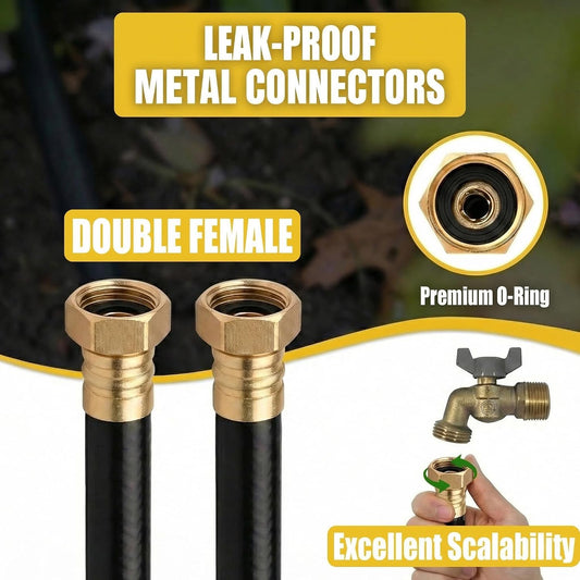 15FT Female to Female Leader Hose, 5/8 in, 3/4 GHT Brass Fittings