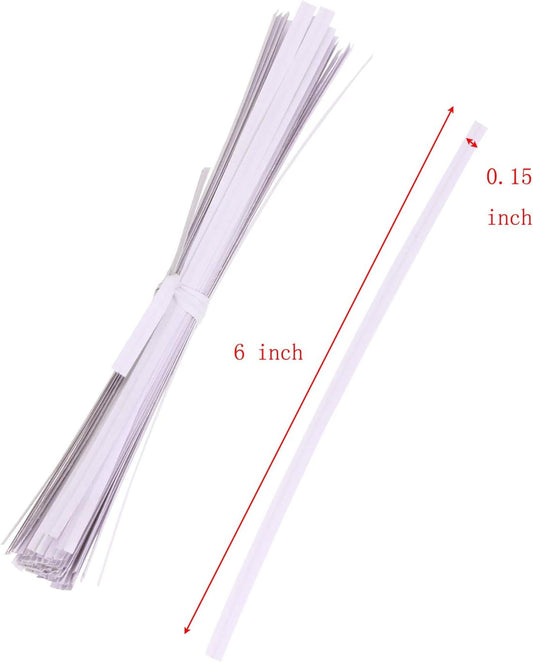 Kraft Paper Twist Ties, Paper Twist Ties, Bread Twist Ties, Candy Ties for Bags, 6 Inch, White (100 Pieces)