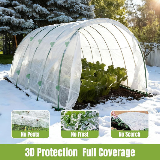 10x30Ft Plant Freeze Protection Cover with 36 Hoops & Clips