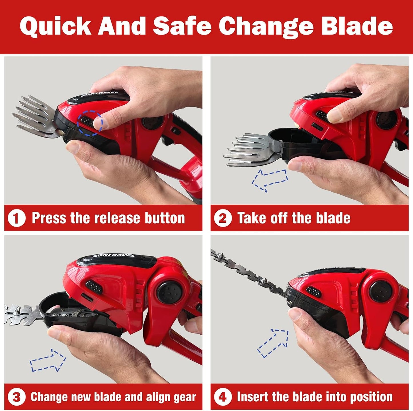 Cordless Hedge Trimmer & Grass Shears -24V Electric Shrub Trimmer Grass Shears Handheld Grass Cutter, Hedge Shear with 2 PCS Rechargeable Battery, Charger and Toolbox to for Garden, Lawn,Green