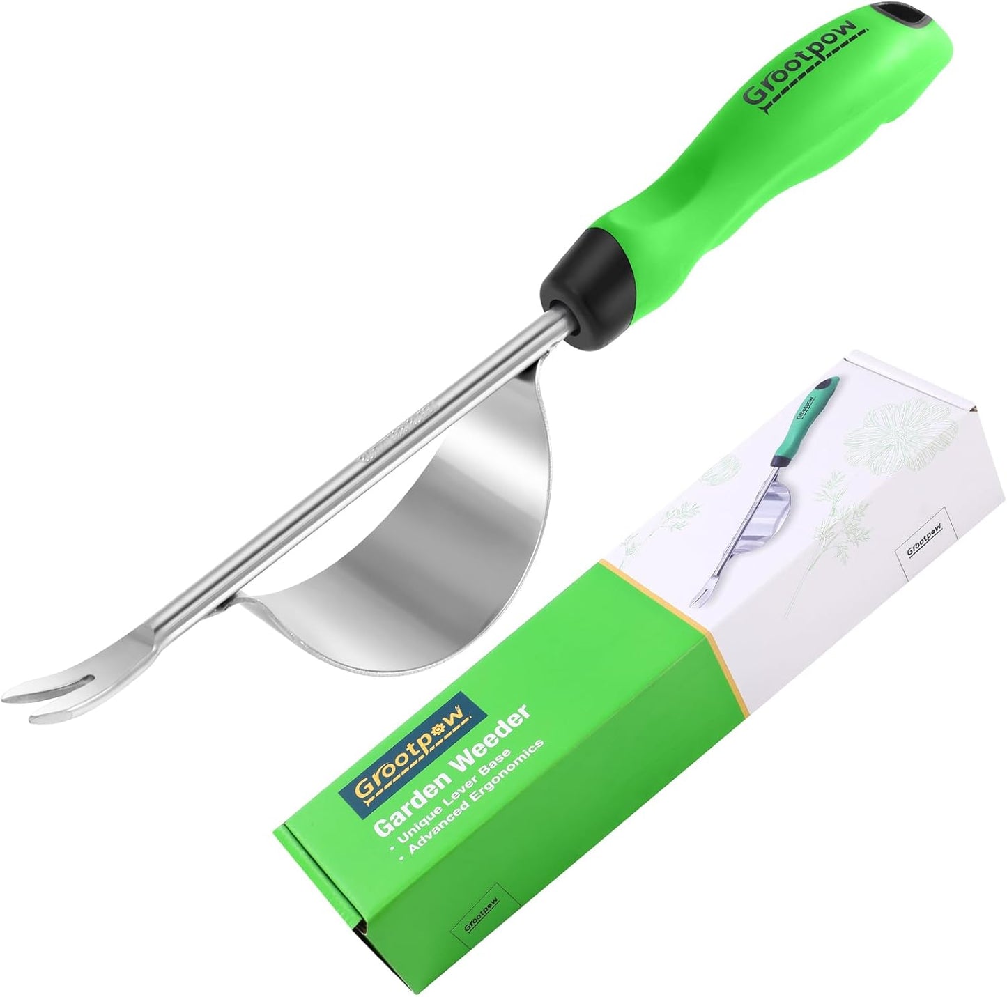 HW1 Hand Weeder Tool, Weed Puller Tool with Ergonomic Handle for Garden - Durable Unique Lever Design Dandelion Weeder Tool with V-Shaped Forks for Easy Weed Removal - in Gift Box