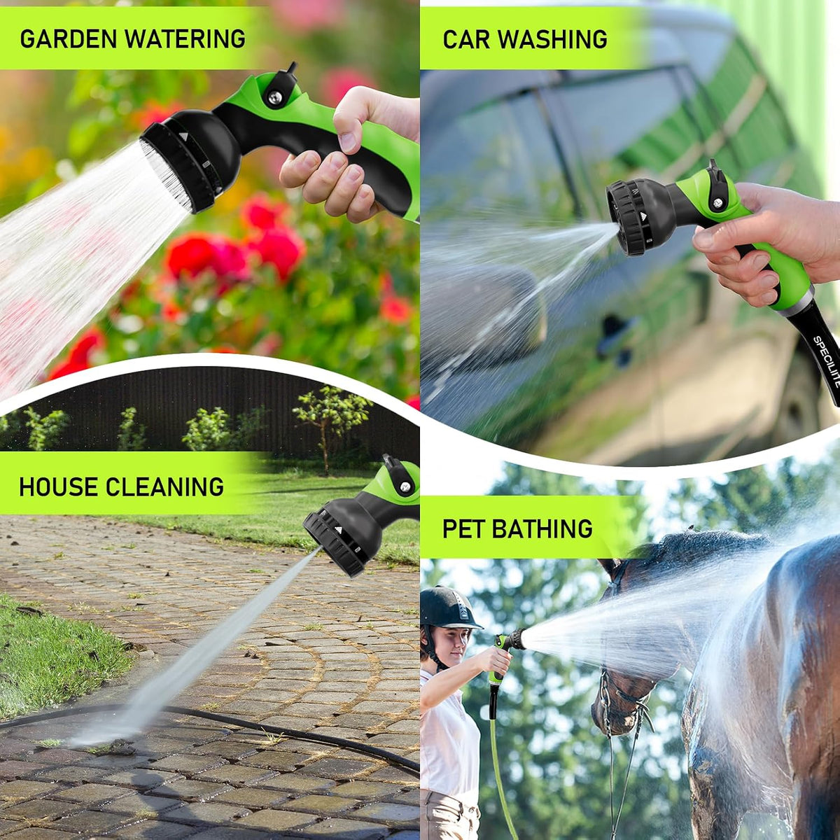 Garden Hose Nozzle with 8 Adjustable Spray Patterns, ABS Hose Sprayer Nozzles with Thumb Control On Off Valve for Easy Flow Control, Use for Watering Plants & Lawns, Washing Cars & Pets