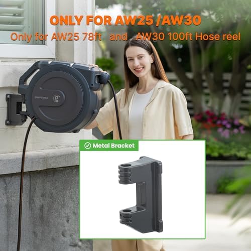 PRO Metal Bracket Suitable for Model AW25/30 Swivel Bracket and AW30 1/2MB Retractable Garden Hose Reel 1/2" x 100 ft PRO Metal Bracket, Heavy Duty, Any Length Lock Hose Reel, 100ft