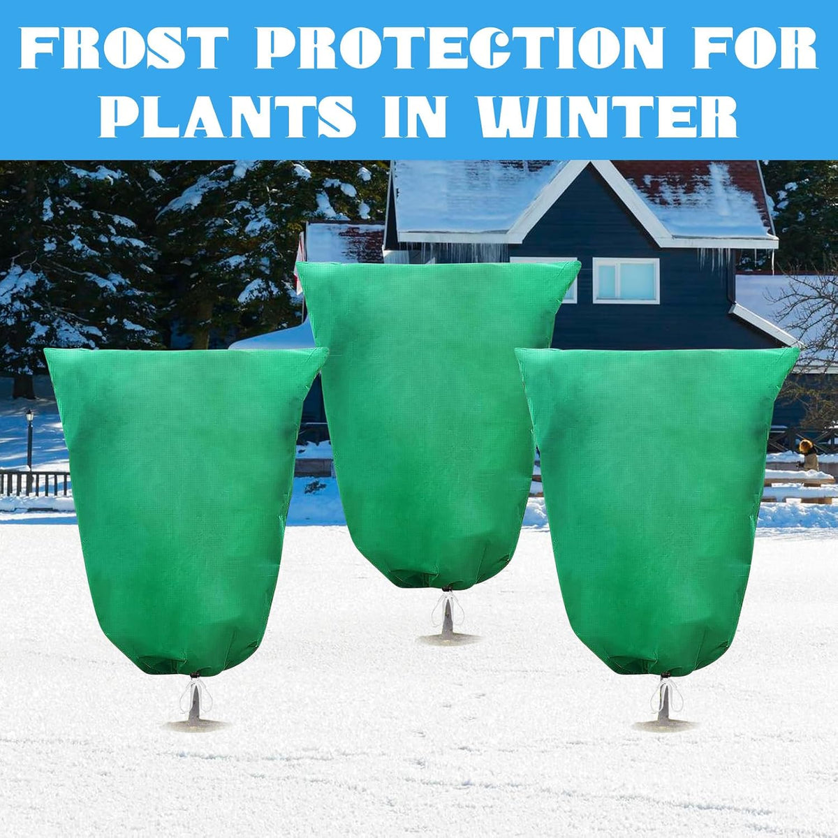 2 Pack Plant Covers Freeze Protection,31.5x47.2In Plant Protection Cover Bags with Zipper Drawstring for Outdoor Winter Frost Cold Weather Shrubs Trees Jacket Covers(Beige)