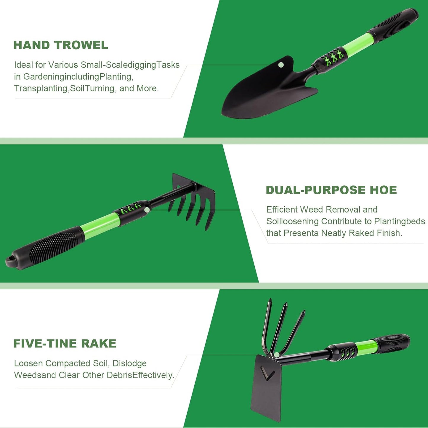 Garden Tool Set, 4 Pack Gardening Tools, Stainless Steel Heavy Duty Hand Cultivator, Hoes, Shovel, for Planting Weeding Digging, Gardening Gifts for Women,Orange