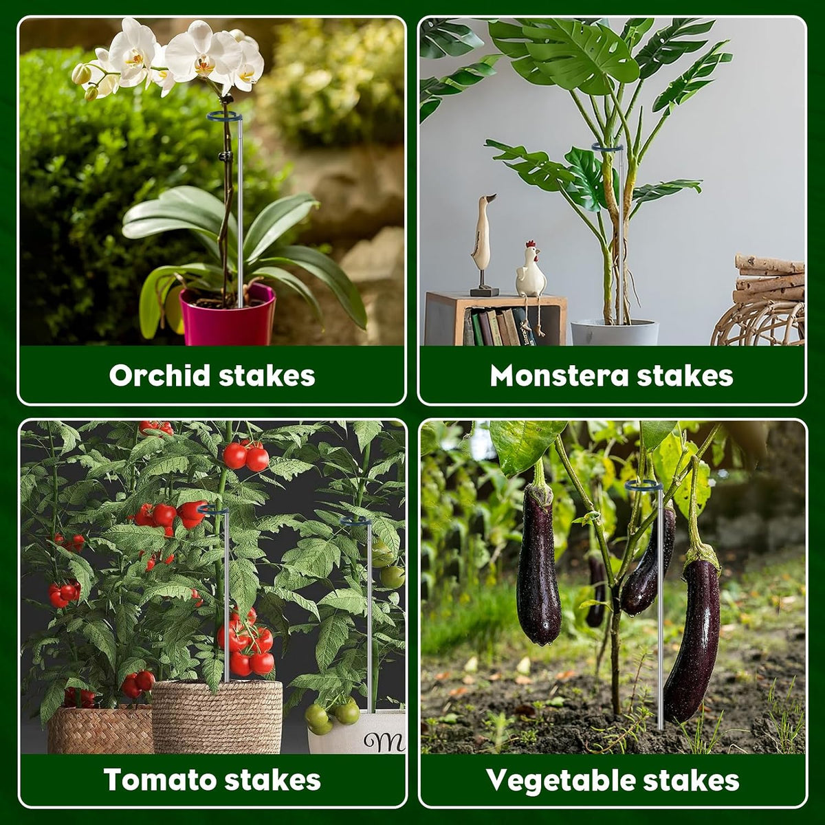 Extendable Monstera Plant Support Stakes, Made of Aluminum Alloy, Tomato Stakes Length Adjust from 17.3" to 32.2", Suitable for Indoor Outdoor Potted Amaryllis Vegetables-7Pack (32.2inches-7Pack)