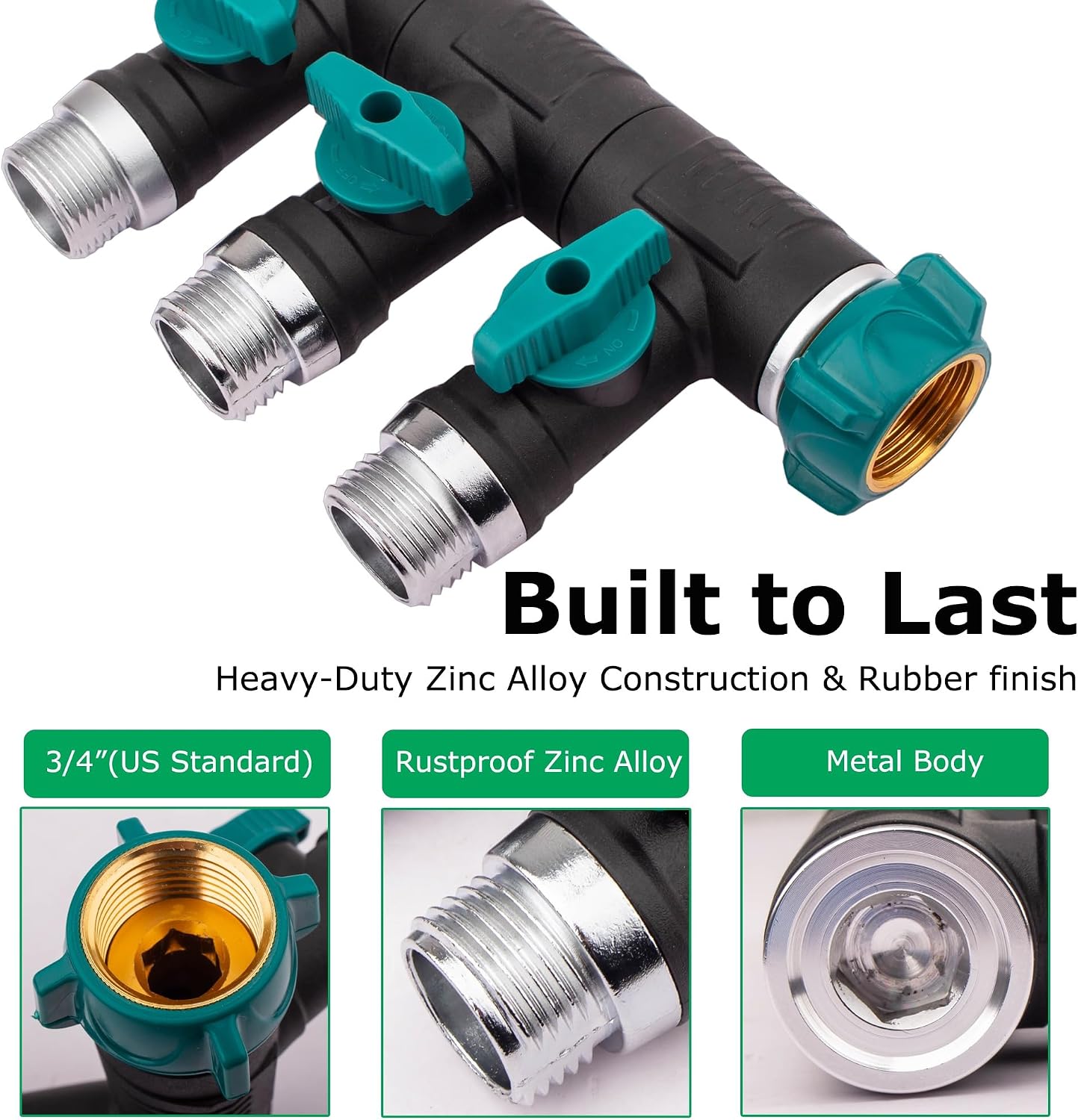 Hose Splitter, 2 Way splitter Rotary Heavy Duty, Hose Connector Rotated 360 Seperately,Garden Hose Splitter,Faucet Splitter,Outdoor Faucet Splitter,High Quilty Metal+Chrome Adapter.