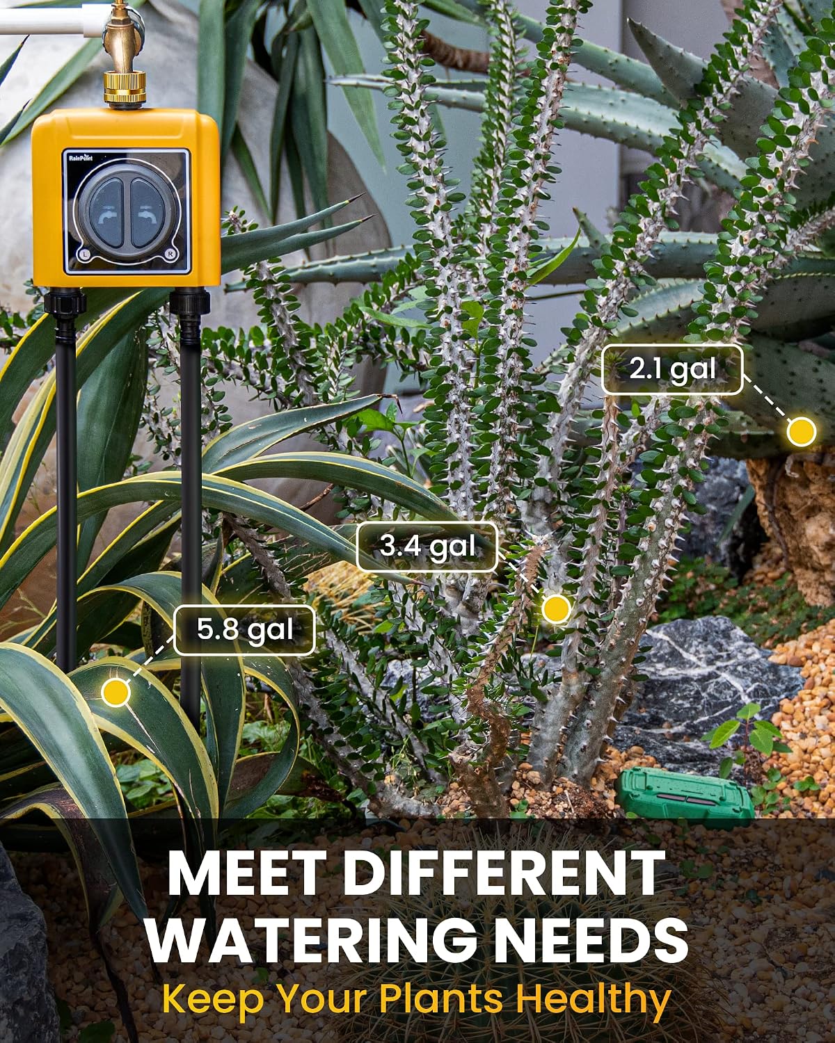 WiFi Hose Timer, Smart Water Timer for Garden, Drip Irrigation Controller System with Wi-Fi Hub Automatic Manual Watering, Alexa APP Voice Control