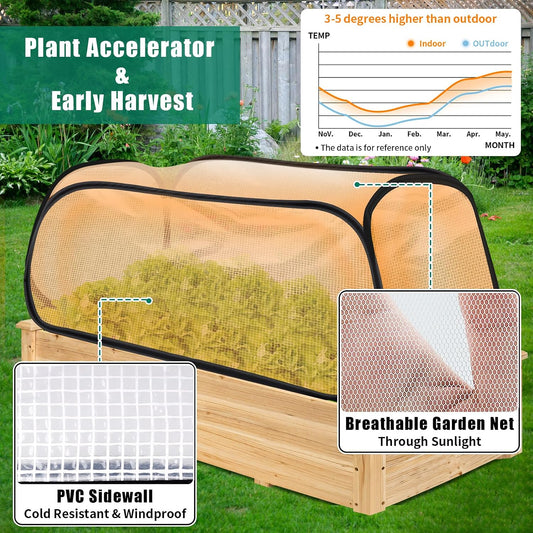 2 Pack Garden Covers for Raised Beds, 45"X22"X16", Freeze Protection