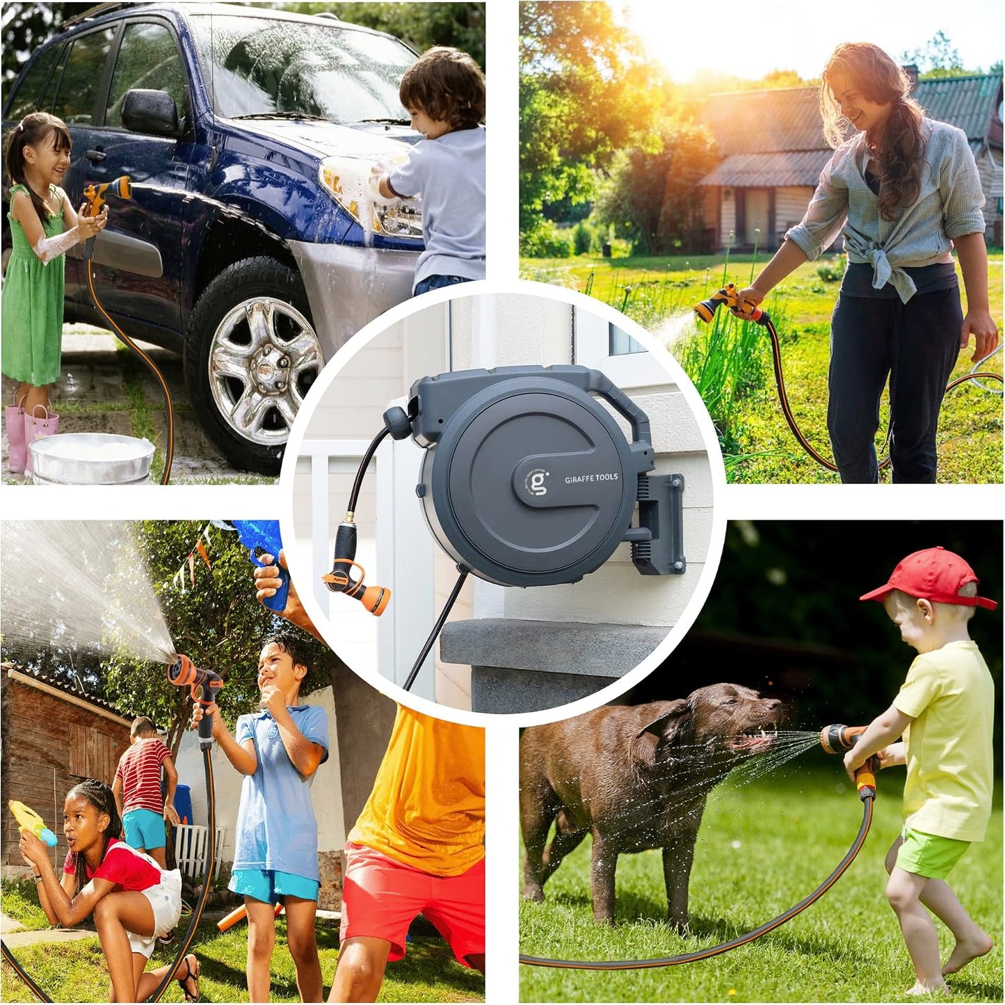 PRO Metal Bracket for AW25/30 and Hose Reel 1/2‘’ 78ft, Heavy Duty Retractable Garden Hose Reel