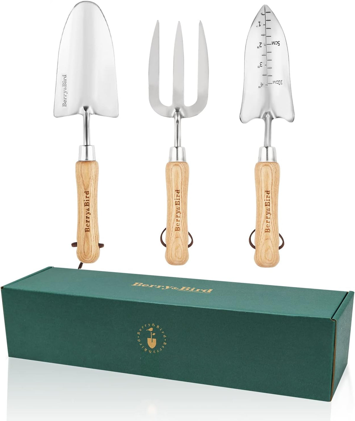 Gardening Hand Tool Set - 3PCS Stainless Steel Garden Tool Kit Multifunctional Tool with Wooden Handle Trowel, Fork & Weeder for Weeding Planting Transplant, Ideal Garden Gift for Women&Men