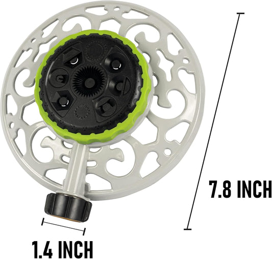 Adjustable Turret Metal Sprinkler, 8 Mode Fixed Lawn Sprinkler for Yard with Hose Quick Connect Product Adapter for Garden Watering Irrigation