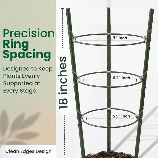 4 pcs 18" Round Tomato Cages for Garden - Metal Small Tomato Cages for Pots