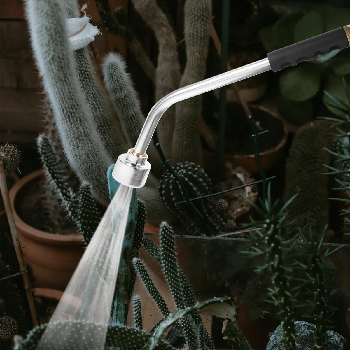 Watering Wand Heavy Duty, Metal Garden Hose Wand 18 Inches Long Hose Nozzle Sprayer with Flow Control for Watering Hanging Baskets and Shrubs (2000 Holes)