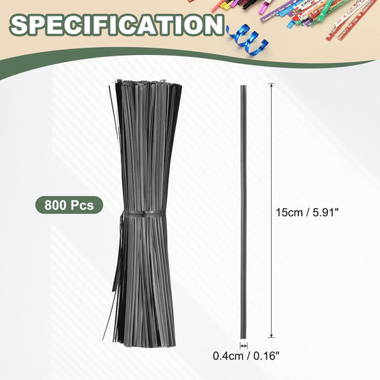800Pcs Wire Twist Ties Reusable 5.9 Inch for Plastic Bags Black