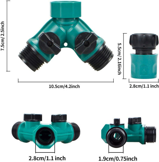 2 Way Garden Hose Splitter - Hose Y Splitter with 2 Valve, Male and Female Garden Hose Connector Perfect for Faucet Splitter, Hose and 3/4" Thread Watering Equipment,Outlet Splitter