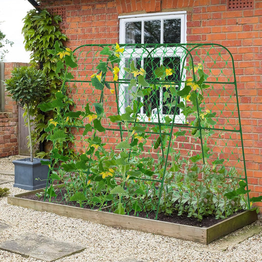 Extra Large Cucumber Trellis for Raised Bed,Green,65"x49.2"x23.6"