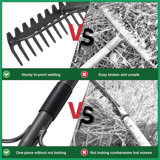63'' Bow Rake ,17 Tines Metal Head Rakes with Stainless Steel Handle,Heavy Duty Garden Rake for Loosening Soil Gathering Leaf Leveling Lawn Farming Land Management Yarn Thatch Rake