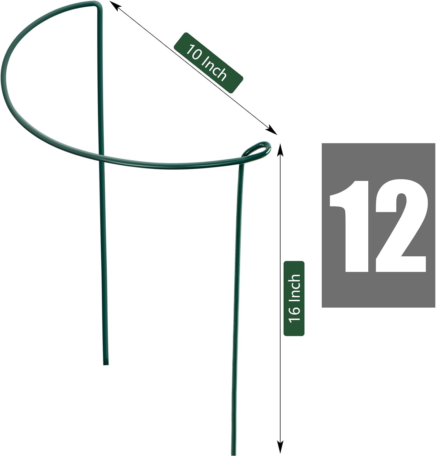 Peony Cages and Supports, 6 Pack Plant Support Stakes for Outdoor & Indoor Plants, 10" W x 16" H Half Round Garden Plant Support Rings for Peonies, Hydrangeas, Roses, Dahlias
