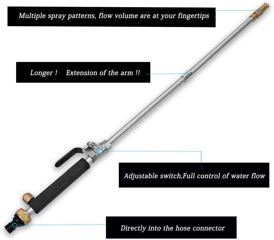 High Pressure Power Washer Wand, Watering Sprayer Cleaning Tool, Hydro Jet Water Hose Nozzle, Wand Lance for Gutter Patio Car Pet Window blue