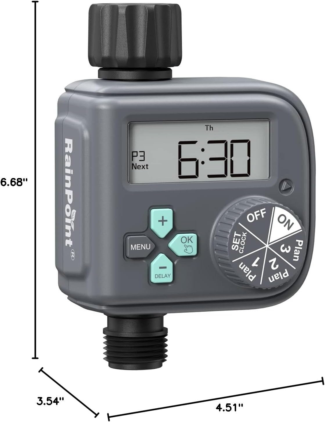 Sprinkler Timer with 3 Different Programs, Waterproof Hose Timer Brass Inlet with Rain Delay/Manual/Automatic Irrigation System, 1 Outlet