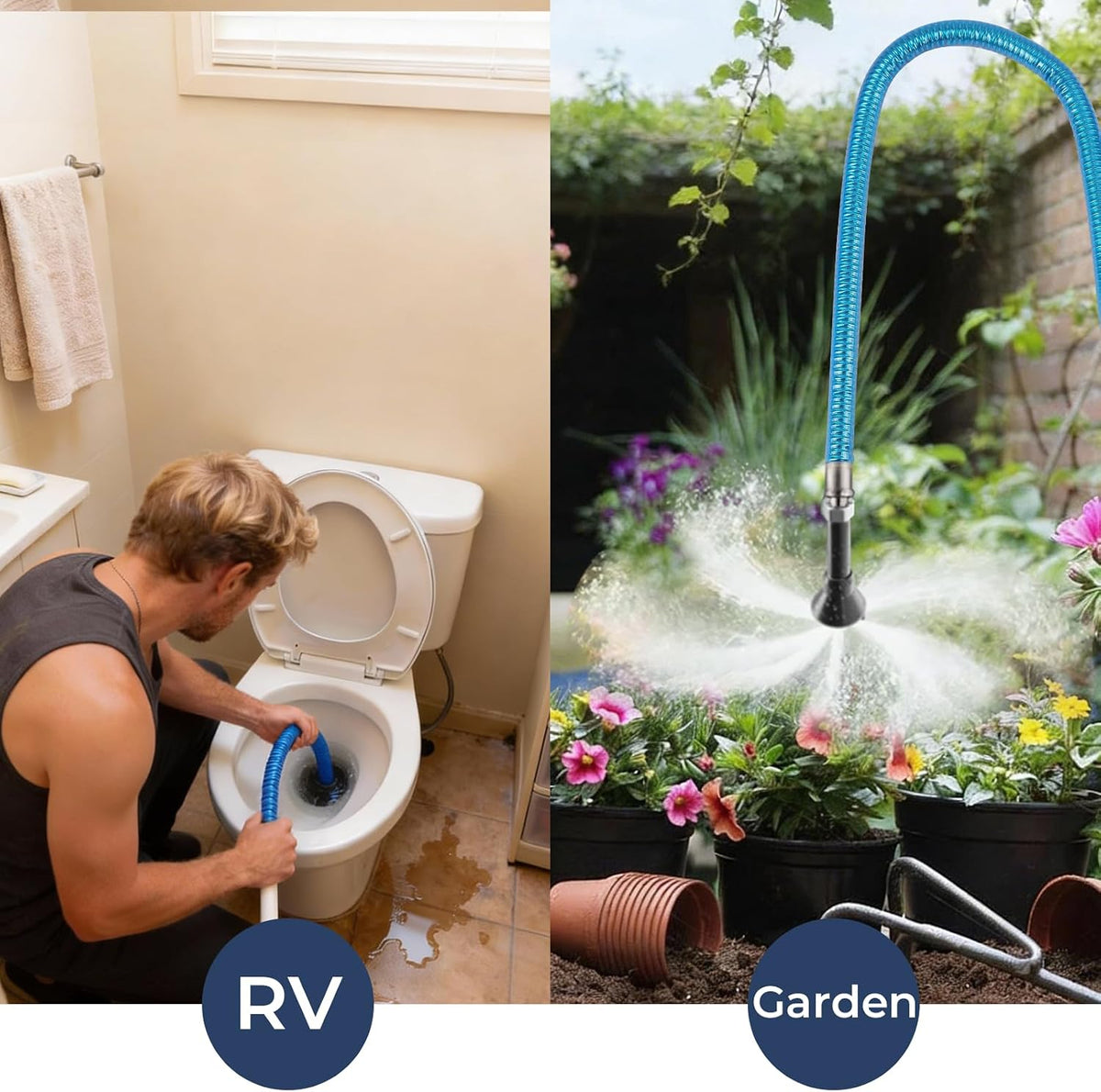 RV Flexible Swivel Stick, 60 Inch RV Tank Wand Tank Sprayer Wand with Backflow Prevent Valve Leak-Proof for RV Black Water Tank Cleaning Household Toilet & Garden Irrigation.