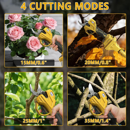 Cordless Pruning Shears Compatible with Dewalt 20V, Electric Pruning Shears with Extension Pole up to 4.57m Range, LCD Display 35 mm Battery Pruning Shears & Loppers for Garden (No Battery)