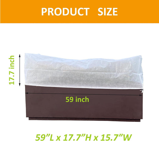2 Pcs Rectangular Plant Box Cover Winter Plant Covers Freeze Protection Frost Covers for Flower Boxes with Drawstring for Outdoor Balcony Windowsill (White, 59 x 17.7 x 15.7)