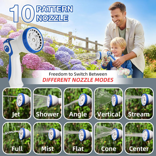 Retractable Garden Hose Reel, Home Hose Reel with10 Patterns Spray Nozzle, Adapts to standard US hose plugs, for Garden Watering, Floor Cleaning, Pet Cleaning, etc (50FT)