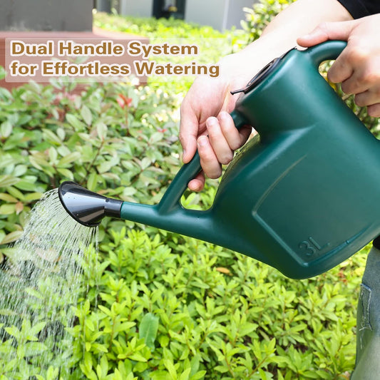 Small Watering Can for Indoor Plants, 0.8 Gallon Plastic Plant Watering Can with Long Spout, Lid and Detachable Sprinkler Head, 3L Lightweight Watering Pot for House Plants and Garden Flower