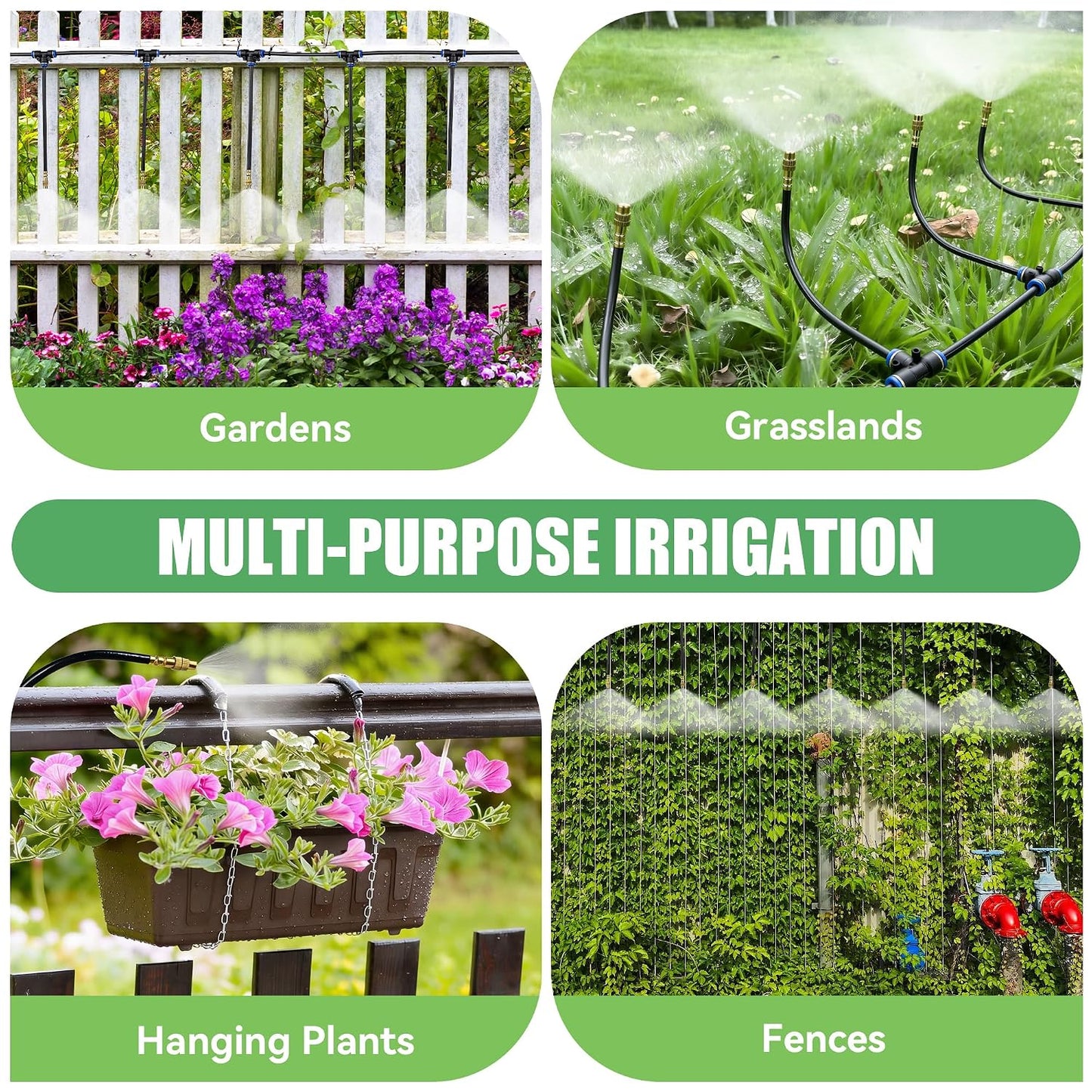 200FT 360° Adjustable Drip Irrigation Kit System for Garden Sprinklers for Yard Garden Watering System with 32 Nozzles Raised Bed Greenhouse Plant Watering Devices Misting System