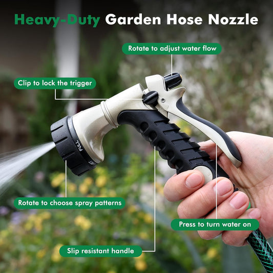 Garden Hose Nozzle, Heavy Duty Metal Water Hose Nozzle for Outdoor