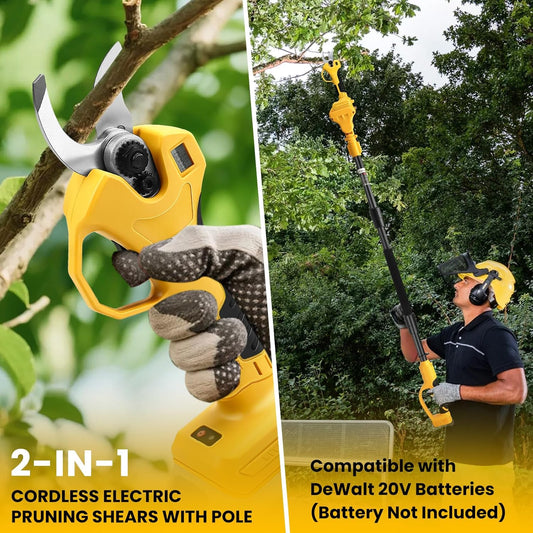 2-in-1 Cordless Pole Pruning Shears for Dewalt 20V Battery (No Battery)