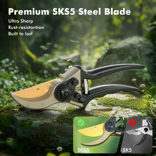 Pruning Shears, 8.6 Inch, Titanium Blade, Bypass, Black