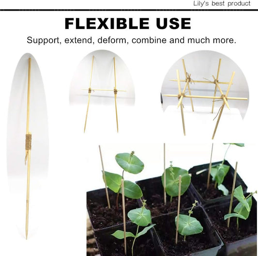 HOPELF 50 Pack 12" Bamboo Plant Stakes for Wood Garden Sticks,Wooden Plant Supports,Indoor Gardening Plant Supports,Floral Plant Support ,Potted Plants,Crafts, More Size Choices 8"/12"/16"