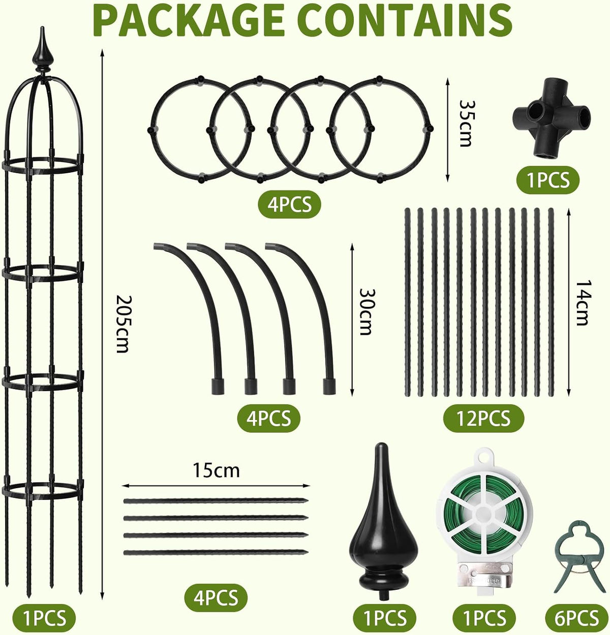 1 Pcs 6.2FT Garden Obelisk Trellis Climbing Plant Support