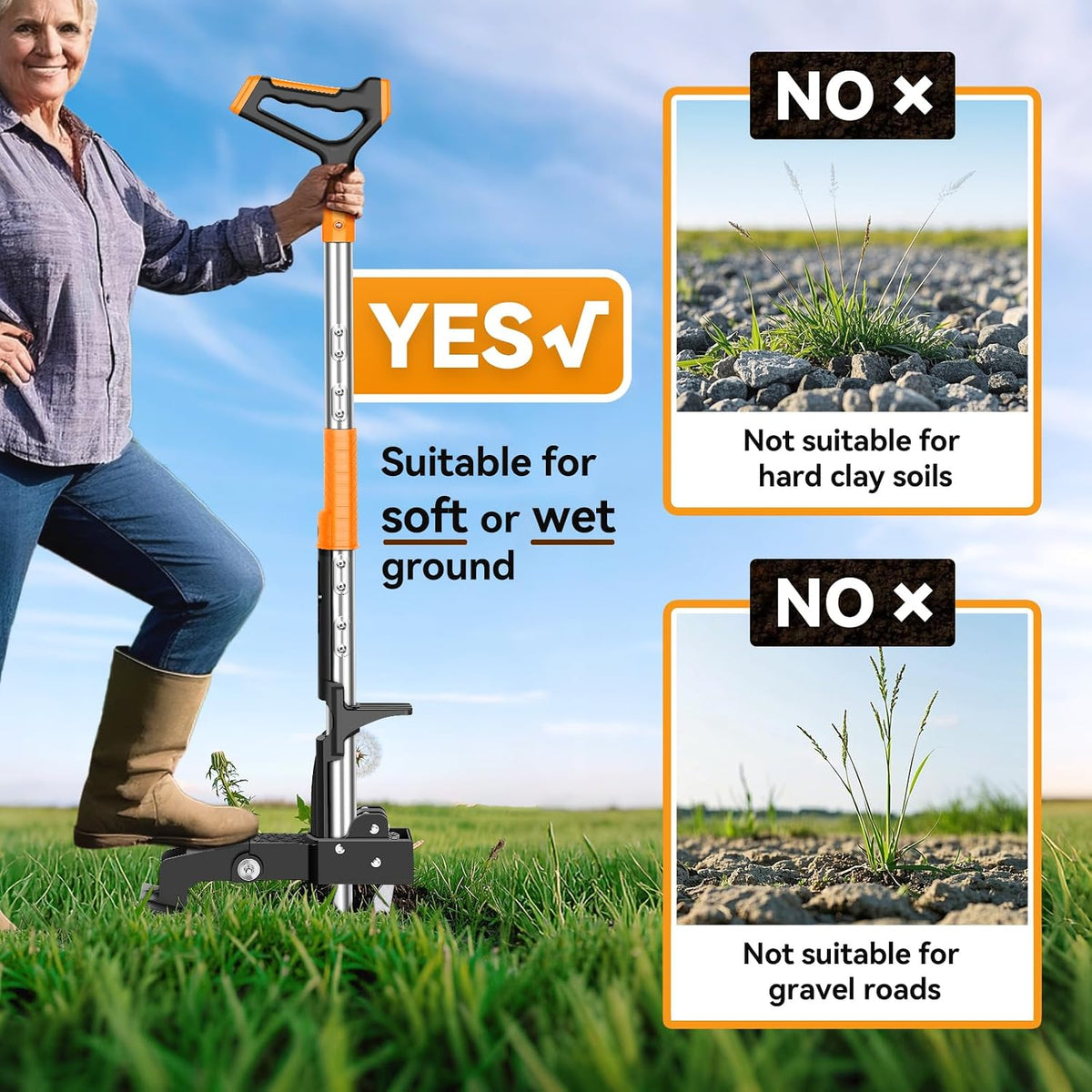 Weed Puller Tool,No Bending/Kneeling for Lawn,Yard & Garden Tool